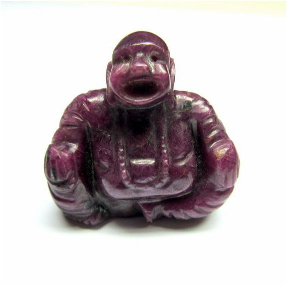 LAUGHING BUDDHA RUBY Gemstone Figurine : 162cts Natural Untreated Exclusive Red Ruby Gemstone Hand Carved Figurine Sculpture 32*19*16(h) mm