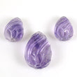 Purple AMETHYST Gemstone Carving : 84.50cts Natural Untreated Amethyst Hand Carved Tear Drops 18mm - 26mm 3pcs (With Video)
