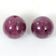 RED RUBY Gemstone CABOCHON : 56.30cts Natural Untreated Unheated Ruby Gemstone Round Beads Balls Drilled 14mm For Earrings
