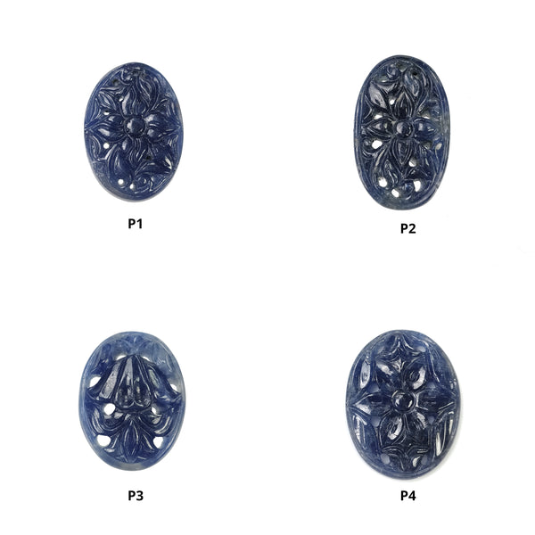 BLUE SAPPHIRE Gemstone Carving : Natural Untreated Unheated Sapphire Hand Carved Oval Shape (With Video)