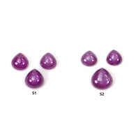 Sapphire Gemstone Cabochon : Natural Untreated Raspberry Pink Sheen Sapphire Heart Shape 3pcs Sets