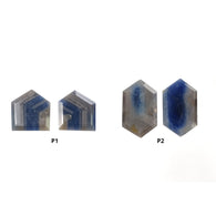 Sapphire Gemstone Normal Cut : Natural Untreated Unheated Blue Silver Sapphire Hexagon Uneven Shape Pairs