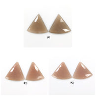 PEACH And BROWN MOONSTONE Gemstone Rose Cut : Natural Untreated Unheated Moonstone Uneven Triangle Shape Pair