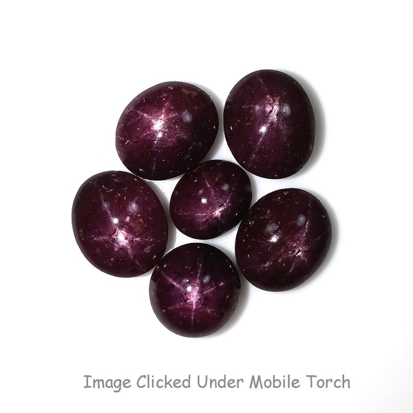 48.00cts Natural Untreated 6Ray STAR RED RUBY Gemstone Oval Shape Cabochon 12*10mm -10*8mm 6pcs Lot For Jewelry