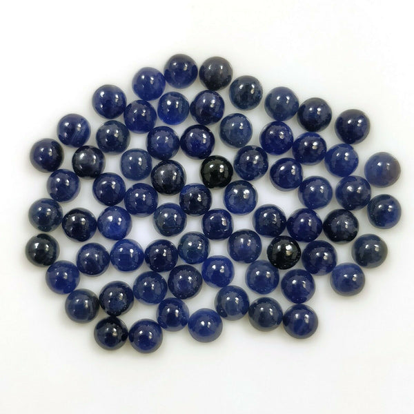25.95cts Natural Untreated BLUE SAPPHIRE Round Shape Cabochon 4mm 68pcs Lot For Jewelry
