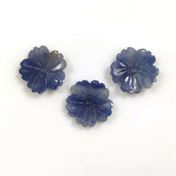 15.00cts Natural BLUE SAPPHIRE Gemstone Hand Carved FLOWER Round 14mm 3pcs Lot For Jewelry