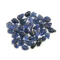 20.00cts Natural Untreated BURMESE BLUE SAPPHIRE Gemstone Both Side Hand Carved Leaves 4*3mm - 8*5mm 38pcs Lot For Jewelry