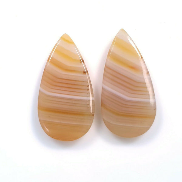 BOTSWANA AGATE Gemstone Cabochon : 13.90cts Natural Untreated Unheated Agate Pear Shape Cabochon 22*12mm Pair