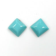 8.01cts Natural BLUE Kingman Arizona TURQUOISE Gemstone Square Shape Cabochon 10mm*5(h) Pair For Jewelry