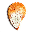 54.00cts Natural Untreated Orange White MOTHER OF PEARL Gemstone Hand Carved LEAF 56*36mm 1pc For Pendant