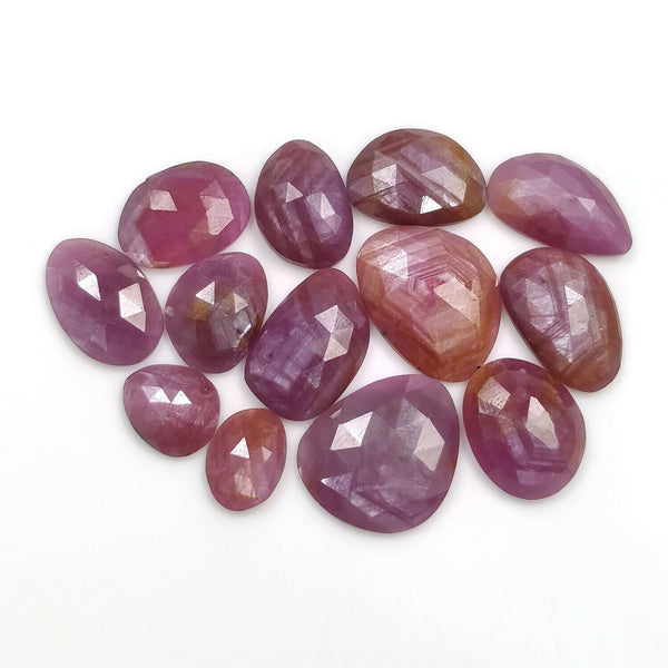 72.50cts Natural Untreated Raspberry Sheen PURPLE PINK SAPPHIRE Gemstone September Birthstone Uneven Shape Rose Cut 10.5*8mm - 17*15mm 13pcs Lot For Jewelry