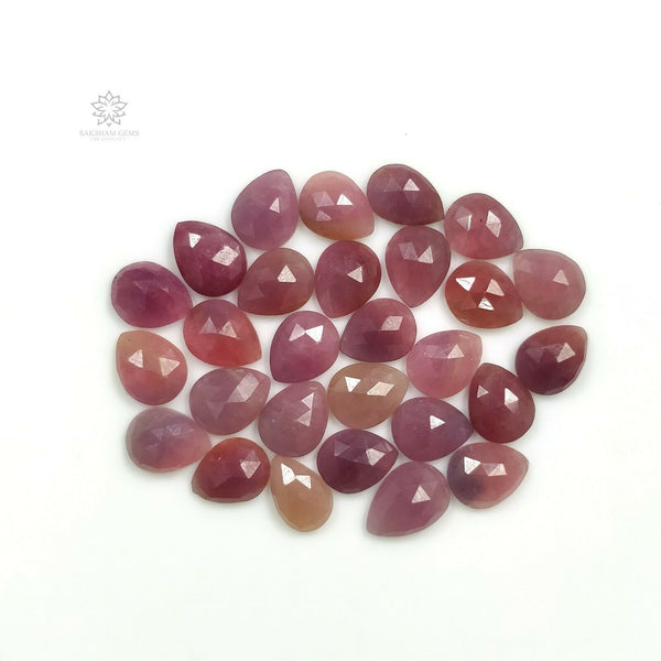 48.05cts Natural Untreated PINK Sapphire Gemstone Pear Shape Rose Cut 10*7mm*3(h)mm 28pcs Lot For Jewelry