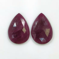36.25cts Natural Untreated RED RUBY Gemstone Rose Cut Pear Shape 25*17mm*4.5(h) Pair For Jewelry