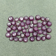 Raspberry SAPPHIRE Gemstone Rose Cut : 42.75cts Natural Untreated Sheen Pink Sapphire Round Shape 5mm - 6mm 43pcs (With Video)