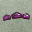 Raspberry SAPPHIRE Gemstone Step Cut : 12.15cts Natural Untreated Purple Pink Sheen Sapphire Uneven Shape 8*10.5mm - 9*16mm 3pcs (With Video)
