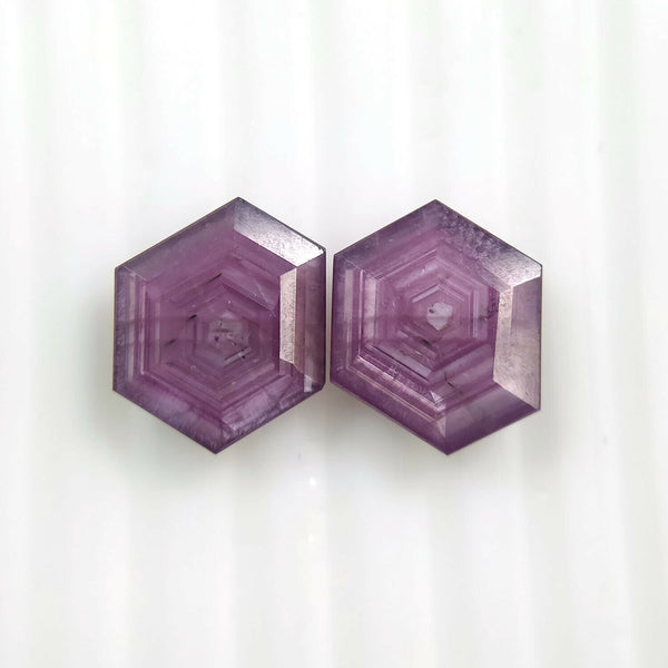Raspberry Sheen PINK SAPPHIRE Gemstone Normal Cut : 15.00cts Natural Untreated Sapphire Uneven Shape 14*11mm Pair (With Video)