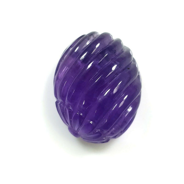 Purple AMETHYST Gemstone Carving : 27.30cts Natural Untreated Amethyst Hand Carved Oval Shape 21*17mm (With Video)