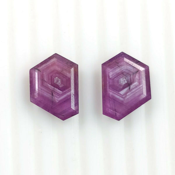 14.40cts Natural Untreated Raspberry Sheen PINK SAPPHIRE Gemstone September Birthstone Hexagon Shape Normal Cut 16*11.5mm Pair For Earring