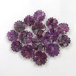 65.35cts Natural Untreated PURPLE VIOLET SAPPHIRE Gemstone Hand Carved FLOWER Round Shape 10.5mm - 14mm 15pcs Lot For Jewelry
