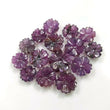 65.35cts Natural Untreated PURPLE VIOLET SAPPHIRE Gemstone Hand Carved FLOWER Round Shape 10.5mm - 14mm 15pcs Lot For Jewelry