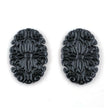 66.00cts Natural BLACK ONYX Gemstone Hand Carved Oval Shape 41*27mm Pair For Jewelry