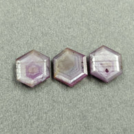 Raspberry SAPPHIRE Gemstone Normal Cut : 17.80cts Natural Untreated Sheen PINK Sapphire Hexagon Shape 13*11mm - 14*12mm 3pcs (With Video)