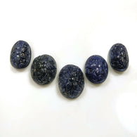 260.00cts प्राकृतिक अनुपचारित नीला नीलम रत्न हाथ से नक्काशीदार अंडाकार आकार 26*17mm - 28*22mm 5 पीस सेट आभूषण के लिए