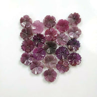 166.45cts Natural Untreated PINK SAPPHIRE Gemstone Hand Carved FLOWER Round Shape 13.5mm - 14.5mm 21pcs Lot For Jewelry