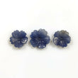 9.00cts Natural Untreated BLUE SAPPHIRE Gemstone Hand Carved Round FLOWER 12mm - 14mm 3pcs For Jewelry