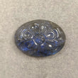 BLUE LABRADORITE Gemstone Carving : 19.85cts Natural Untreated Labradorite Hand Carved Both Side Oval Shape 22.5*16mm (With Video)