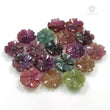 96.15cts Natural MULTI SAPPHIRE Gemstone Hand Carved FLOWER Round 11.5mm*4.5(h) - 14mm*3.5(h) 18pcs Lot For Jewelry