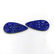 26.00cts Natural Untreated Blue LAPIS LAZULI Gemstone Hand Carved Pear Shape 35*18mm Pair For Earring