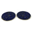 71.00cts Natural Untreated LAPIS LAZULI Gemstone Hand Carved Round Shape 40mm Pair For Earring
