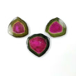 33.50cts Natural Untreated Watermelon TOURMALINE Gemstone Uneven Flat Slices 22mm - 21*19mm 3pcs Set For Jewelry