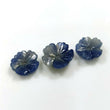16.70cts Natural Untreated BLUE SAPPHIRE Gemstone Hand Carved FLOWER Round 11.5mm - 14mm 3pcs Set For Jewelry
