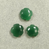 GREEN QUARTZITE Gemstone Carving : 11.00cts Natural Untreated Quartzite Hand Carved Flowers 10mm - 11mm 3pcs