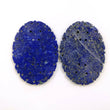 62.00cts Natural Blue LAPIS LAZULI Gemstone Hand Carved Oval Shape 43*31mm Pair For Jewelry