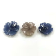 16.00cts Natural Untreated MULTI SAPPHIRE Gemstone Hand Carved Round FLOWER 14mm - 15.5mm 3pcs For Jewelry