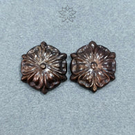 26.00cts Natural Untreated Golden Brown CHOCOLATE SAPPHIRE Gemstone Hand Carved Round Shape 17mm Pair (With Video)