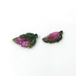 7.43cts Natural Untreated Watermelon TOURMALINE Gemstone Hand Carved Leaves 18*12.5mm - 16.5*9mm 2pcs For Jewelry