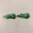 24.35cts Natural Untreated Green AVENTURINE Gemstone Hand Carved PARROT 30*14mm Pair For Earring