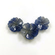 16.70cts Natural Untreated BLUE SAPPHIRE Gemstone Hand Carved FLOWER Round 11.5mm - 14mm 3pcs Set For Jewelry