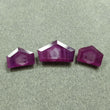 Raspberry SAPPHIRE Gemstone Step Cut : 12.15cts Natural Untreated Purple Pink Sheen Sapphire Uneven Shape 8*10.5mm - 9*16mm 3pcs (With Video)