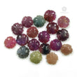 96.15cts Natural MULTI SAPPHIRE Gemstone Hand Carved FLOWER Round 11.5mm*4.5(h) - 14mm*3.5(h) 18pcs Lot For Jewelry
