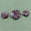 11.00cts Natural Untreated Pink VIOLET SAPPHIRE Gemstone Hand Carved FLOWER 10mm - 14mm 3pcs Set For Jewelry